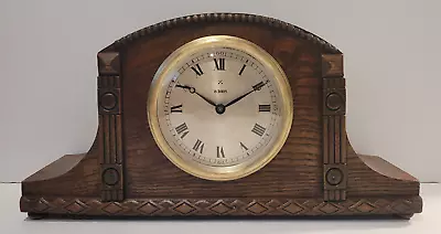 Antique Edwardian C1905 German “HAC” Solid Oak Art Deco Desk / Mantel Clock • £94.95