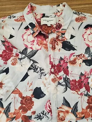 Modern Amusement Hawaiian Flowers Men's Button Front Shirt XL XLG SS Surf Beach • $16