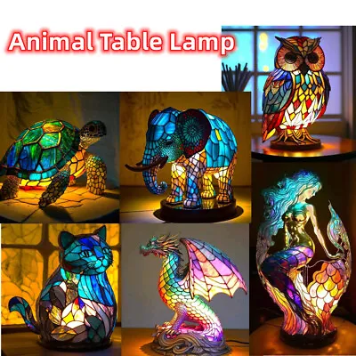 Animal Table Lamp Stained  Night Light Retro Desk Lamps Xmas Gift • $17.14