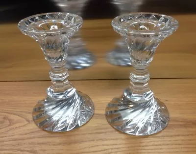 Mikasa Pair 7  Helix Crystal Candlesticks Pillars Holders Mint Nwt • $45