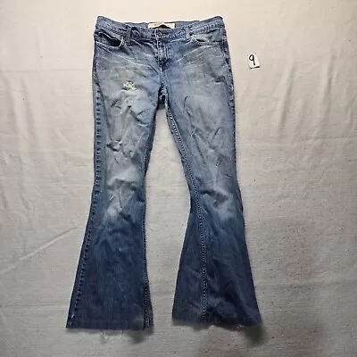 Mossimo Flare Blue Jean Denim Pants Low Rise 5-Pocket Raw Hem Adult Women's 13 • $11