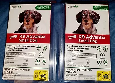 2x Dog Flea  Ticks Lice Flies Elanco K9 Advantix Small Dogs 4-10 LBS  4  Doses • $45