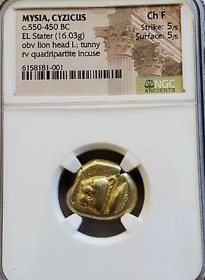 Mysia Cyzicus Lion Head Stater NGC CH FINE Ancient Electrum Coin • $4495