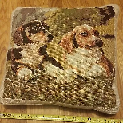 Vintage Needlepoint Pillow With 2 Dogs • $22