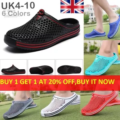 Beach Sandals Slip On Slippers Hollow Clogs Garden Flat Shoes Mens Womens • £6.96