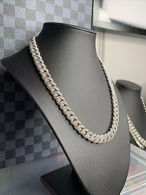 10mm 20” 925 Sterling Silver Cuban Link Chain Moissanite • $400