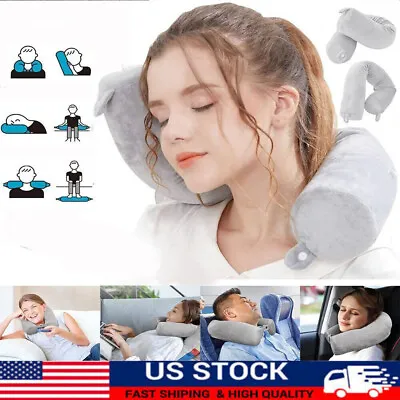 Twist Neck Pillow With Earplugs Memory Foam Travel Pillow Neck Support Pillow US • $22.99