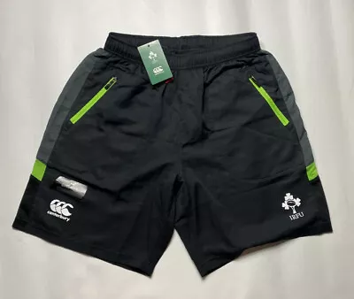 IRELAND IRISH RUGBY IRFU Black  Shorts CANTERBURY BNWT Adult SIZE M • £55