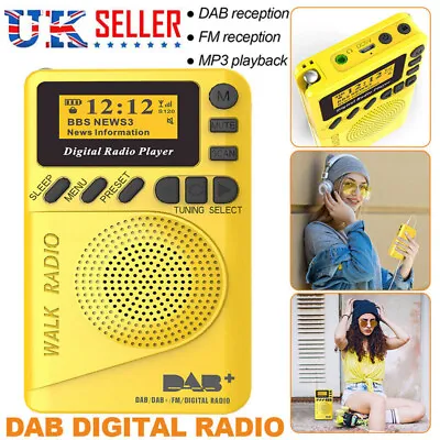 Portable Mini DAB DAB+ FM Digital Radio Pocket MP3 Player Alarm Clock LED Screen • £21.49