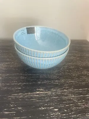 Dartington Sky Blue Pair Of Ribbed Bowls NEW 15.5cm • £18