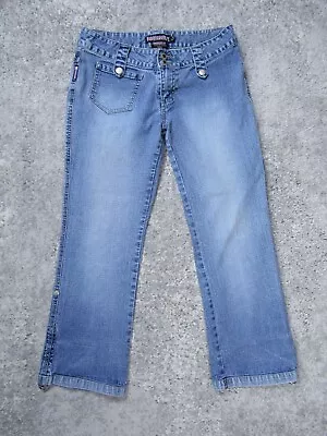 Bubblegum Jeans Womens 7/8 Blue Denim Pants Bottom Folded Cuff Casual Light Wash • $9.50