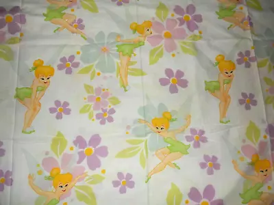 9G Set Of 2 Disney Fairies TINKER BELL Floral Twin Flat Bed Sheets {Fabric} • $39.99