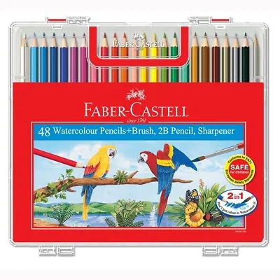 Faber-Castell Watercolor Pencil Drawing Art Brush & Sharpener 48 Color Pencils • $52.56