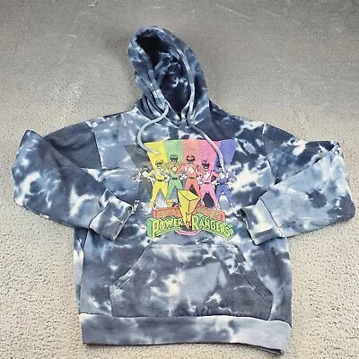  Vintage Mighty Morphin Power Rangers Mens Small Retro Blue White Tie Dye Hoodie • $21.99