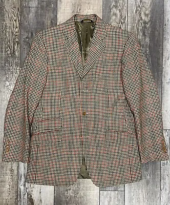 Brooks Brothers Gun Check Plaid Cashmere Hacking Jacket Sz. 41R Made In Italy • $89.99