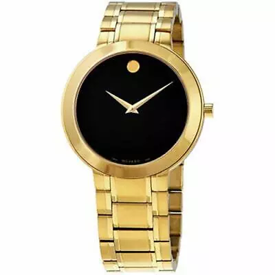 Movado Men's Stiri Black Dial Yellow Gold Stainless Steel Bracelet 607279 Watch • $563.24