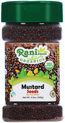 Rani Organic Black Mustard Seeds Whole Spice (Rai Sarson) 3.5oz (100g) PET Jar • $7.99