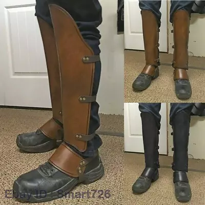 Men Women Steampunk Vintage Half Chaps Gaiter Medieval Viking Warrior  Leg Armor • $36.09