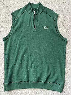 Green Bay Packers Cutter & Buck 1/4 Zip Sweater Vest Mens XL Green NFL • $18.84