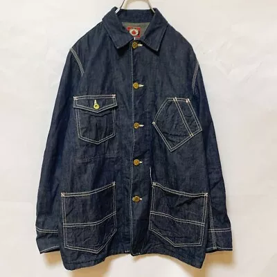 Momotaro Jeans Indigo Denim Coverall Jacket Gold Button Made In Japan Size 38 • $127
