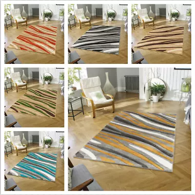 Modern Zig Zag Pattern Small & Large Traditional Bed Room And Living Room Rugs • £125.39