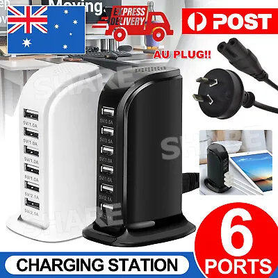 6 Port USB Charging Station Desktop Charger Rapid Tower Power Adapter AU Plugs • $14.85