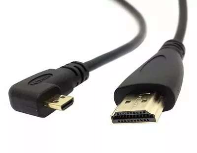 Angle Micro HDMI Male To HDMI Male Cable For Xoom Tf201 A500 Black CB324 • £5.95