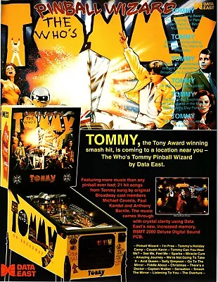 Tommy Pinball Flyer Original Vintage Game Art Vintage Unused 8.5  X 11  The Who • $21.25