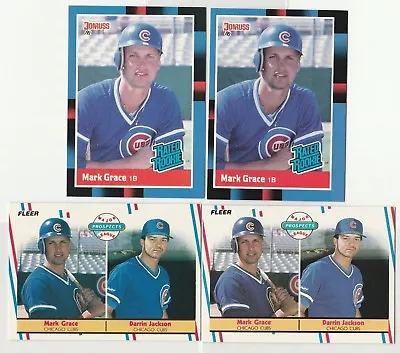 1988 Fleer Mark Grace RC #641 & 1988 Donruss Mark Grace RC #40 *4 ROOKIE CARDS! • $7.49