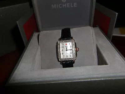 Ladies Michelle Watch Genuine Alligator Strap Sapphire Crystal Deco • $550