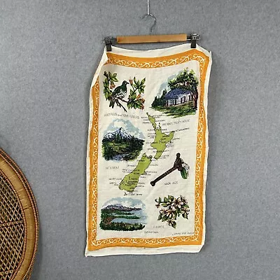 Tea Towel Pure Linen Retro Vintage New Zealand Map Print • $9.28