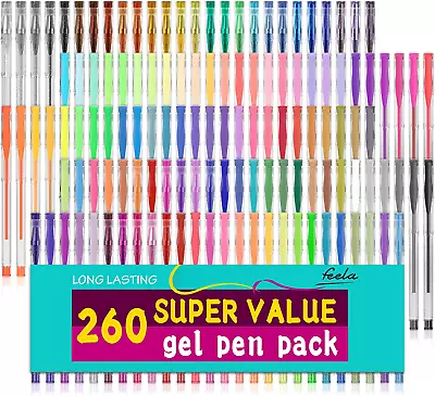 Feela Gel Pens Set 260 Pack 130 Colored Gel Pens Plus 130 Refills For Adult • $27.51