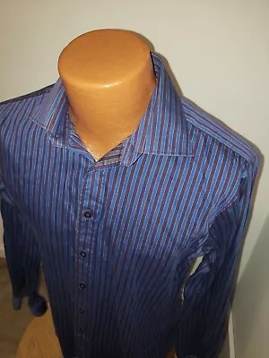 15.5 39) Mens Thomas Pink Dress Shirt Slim Fit Purple Blue Striped Jermyn Street • $8