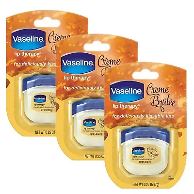 Vaseline Lip Therapy Lip Balm Mini Creme Brulee 7g Kissable Lips - 3 PACK • £10.99