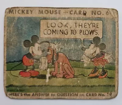1935 R89 Type II MICKEY MOUSE BUBBLE GUM CARD #60  WALT DISNEY Minnie & Pluto • $29.99
