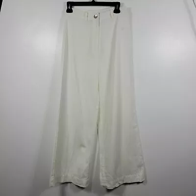 New Maurie + Eve Women White 100% Cotton Umbra High Rise Wide Leg Pant Size 6 • $67.69