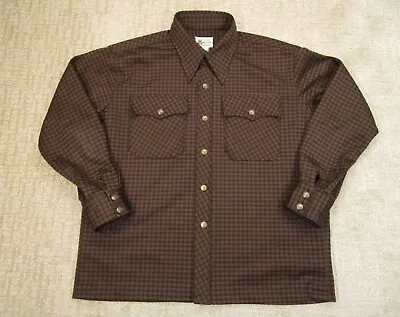 Vintage Texas Mesquite Men Extra Large Brown Western Gingham Cowboy Rancher 70s • $34.95