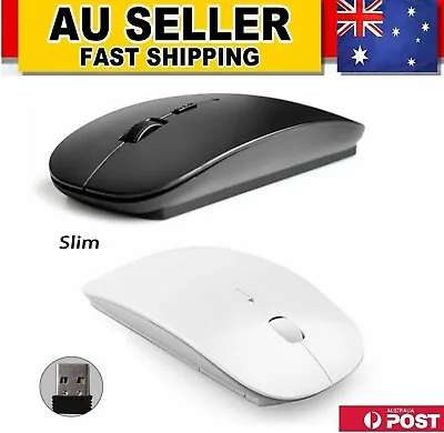 $9.89 • Buy Cordless Slim 2.4 GHz Optical Wireless Mouse Mice USB Receiver Laptop PC 1600dpi