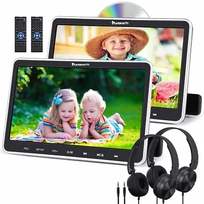 2x 10.1  Car Headrest DVD Player Pillow Monitor HDMI Sync Screen AV In & Out USB • $197.28