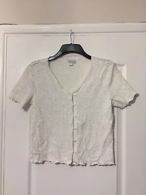 Ladies Cream Soft Lace Short Sleeved Blouse Size 12 • £4.50