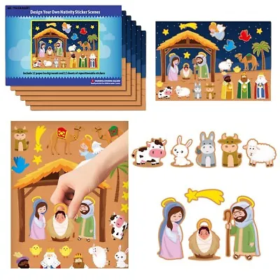 Nativity Stickers Set Birth Of Jesus Stickers Nativity Scene Cardboard Kid Cards • £10.69