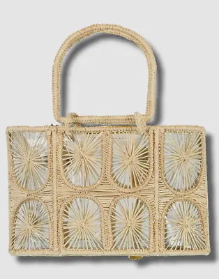 $375 Mercedes Salazar Women's Beige Periquito Verde Straw Bag Purse • $105.18