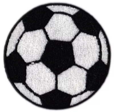 $6.95 • Buy Soccer Ball 4” Round Chenille Embroidered Patch Applique Sew On Style
