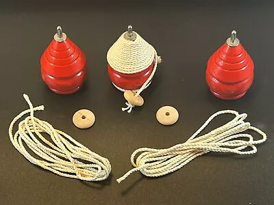 3 Vintage  Spinning Wooden Tops Made In USA • $16.55