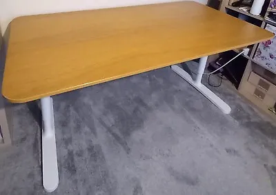 Ikea Bekant Desk Maple Colour With White Legs 160cm Wide VGC • £90