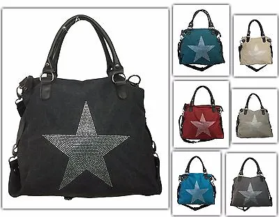 £18.47 • Buy Star Rhinestones Bag Star Canvas Fashion Shopper Handle Fabric