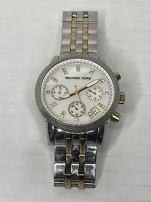 Michael Kors MK 5057 Women's Pearl Dial Two-Tone Watch-Pre Owned  • $31.50