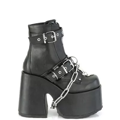 Demonia Camel-205 Black Vegan Leather Chain Platform Shoes • Ships In 2-4 Wee... • $241.95