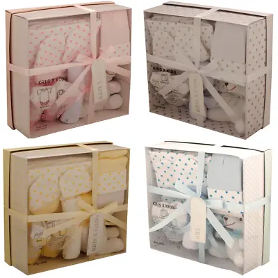New Baby 7 Piece Gift Set Boxed  ~ Pink Blue White Lemon 0-3 Months ~100% Cotton • £15.95