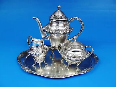 Antique Baroque H. Meyen & Co. Of Berlin 800 Silver Tea Set With Tray. • $2100